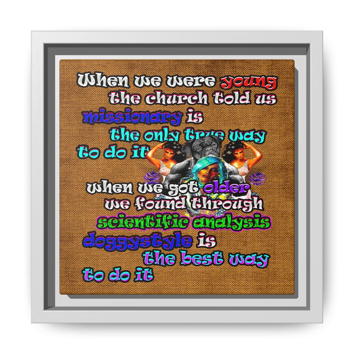 doggystyle - framed canvas art (brown papyrus)