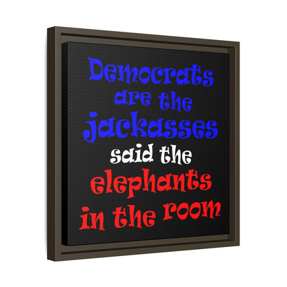 donkeys and elephants - framed canvas art (black)
