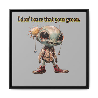 I don't care that your green - framed canvas art (light grey)