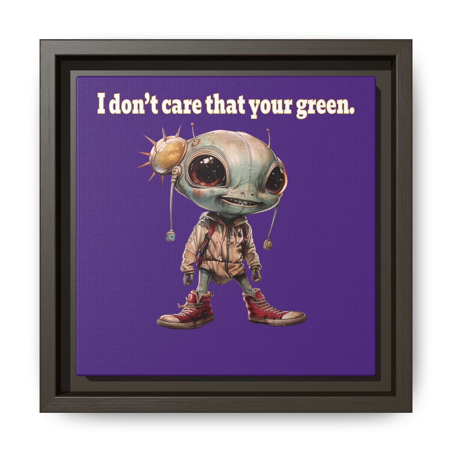 I don't care that your green - framed canvas art (purple)