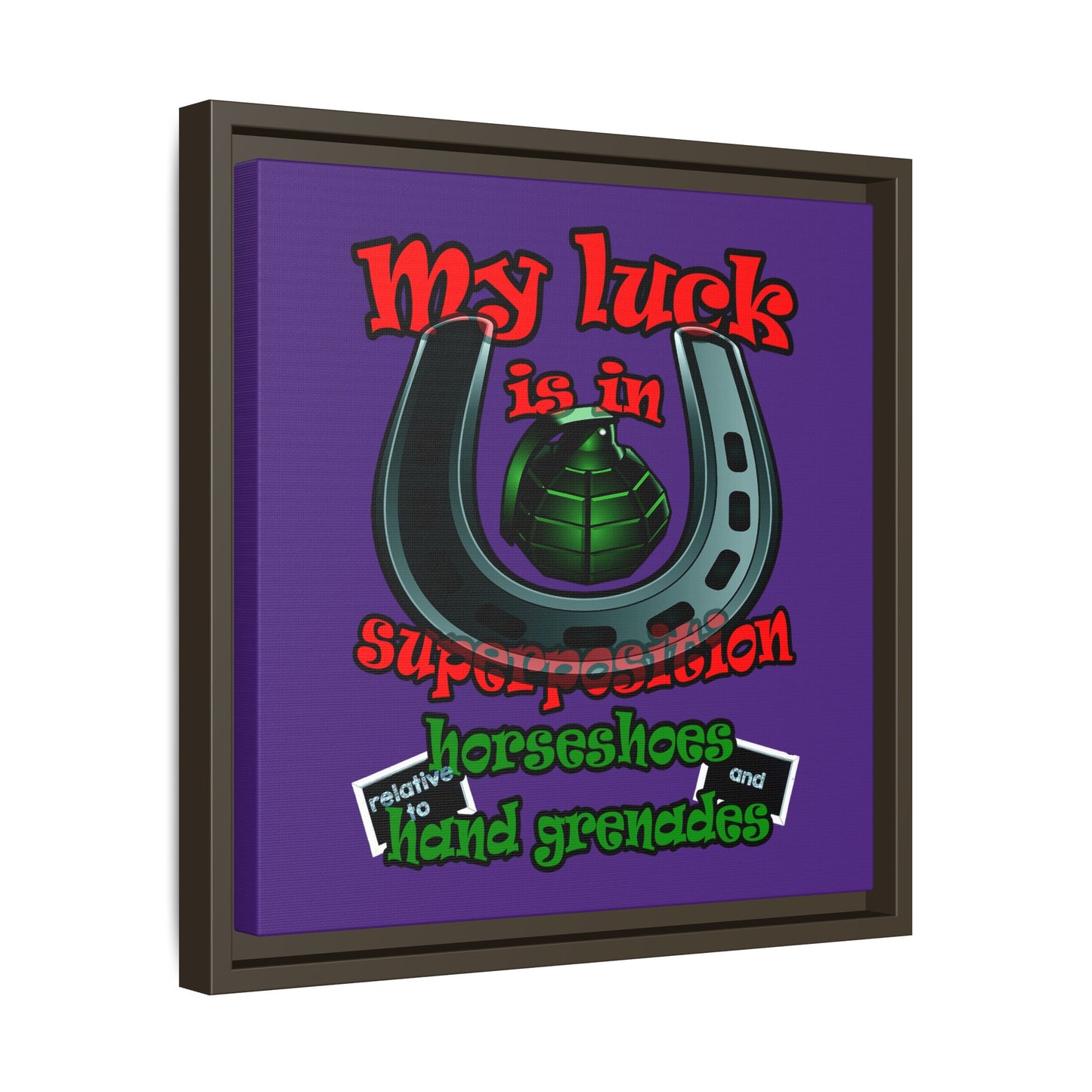 my luck - framed canvas art (purple)