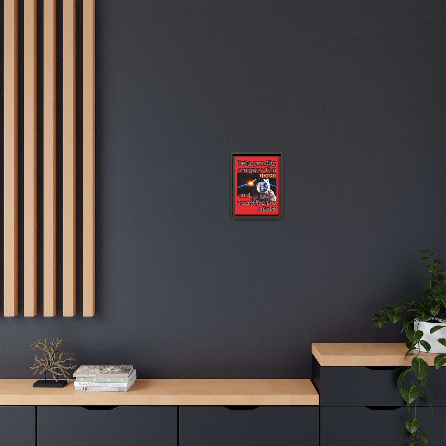 defy conquer reach - framed canvas art (red)