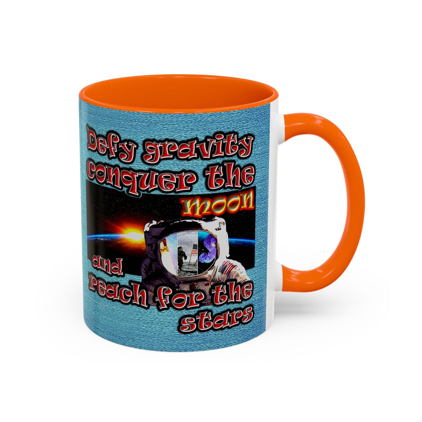 defy conquer reach - Accent Mug (faded blue)