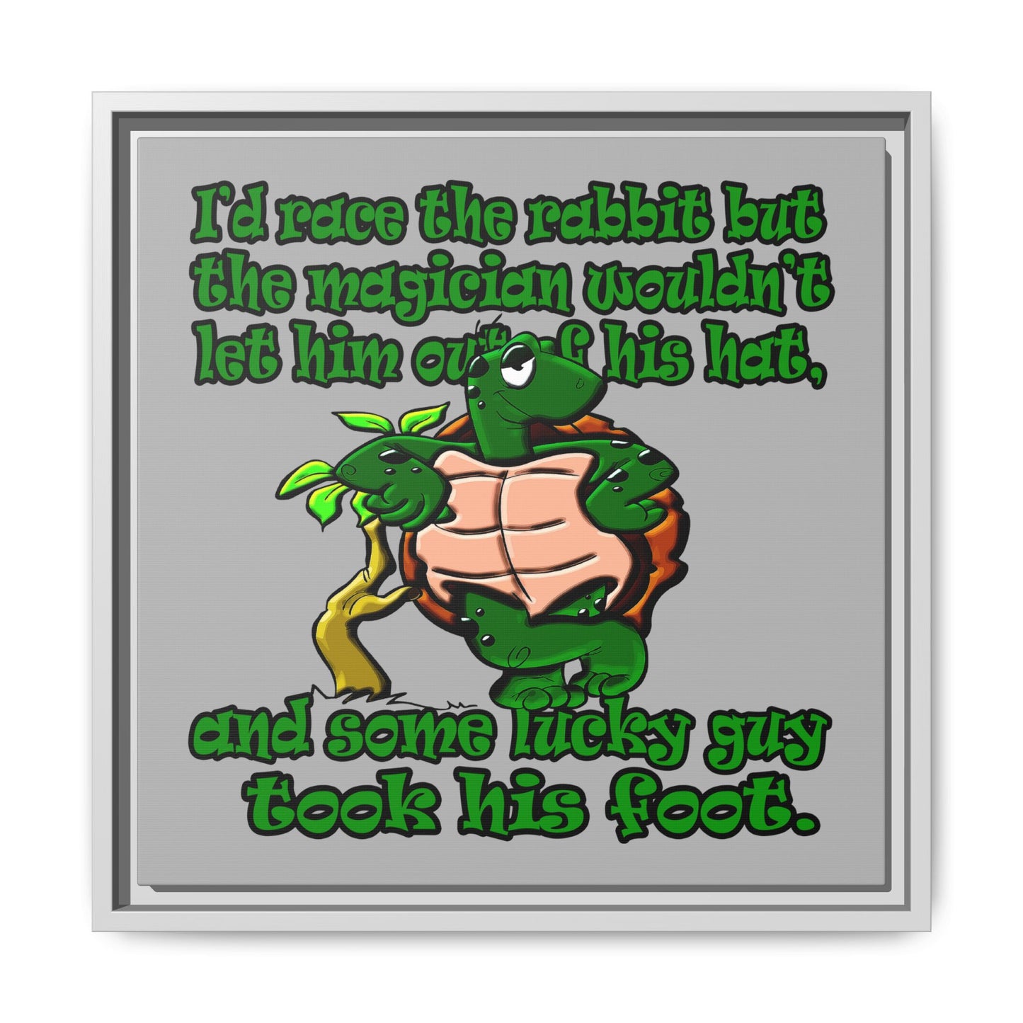 turtle race - framed canvas art (light grey)