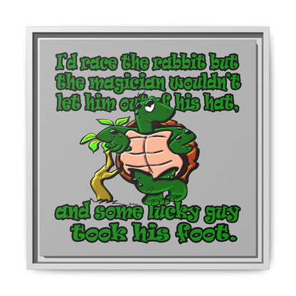 turtle race - framed canvas art (light grey)