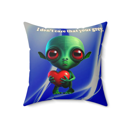 I don't care that your grey - Faux Suede Square Pillow - (blue-white wave)