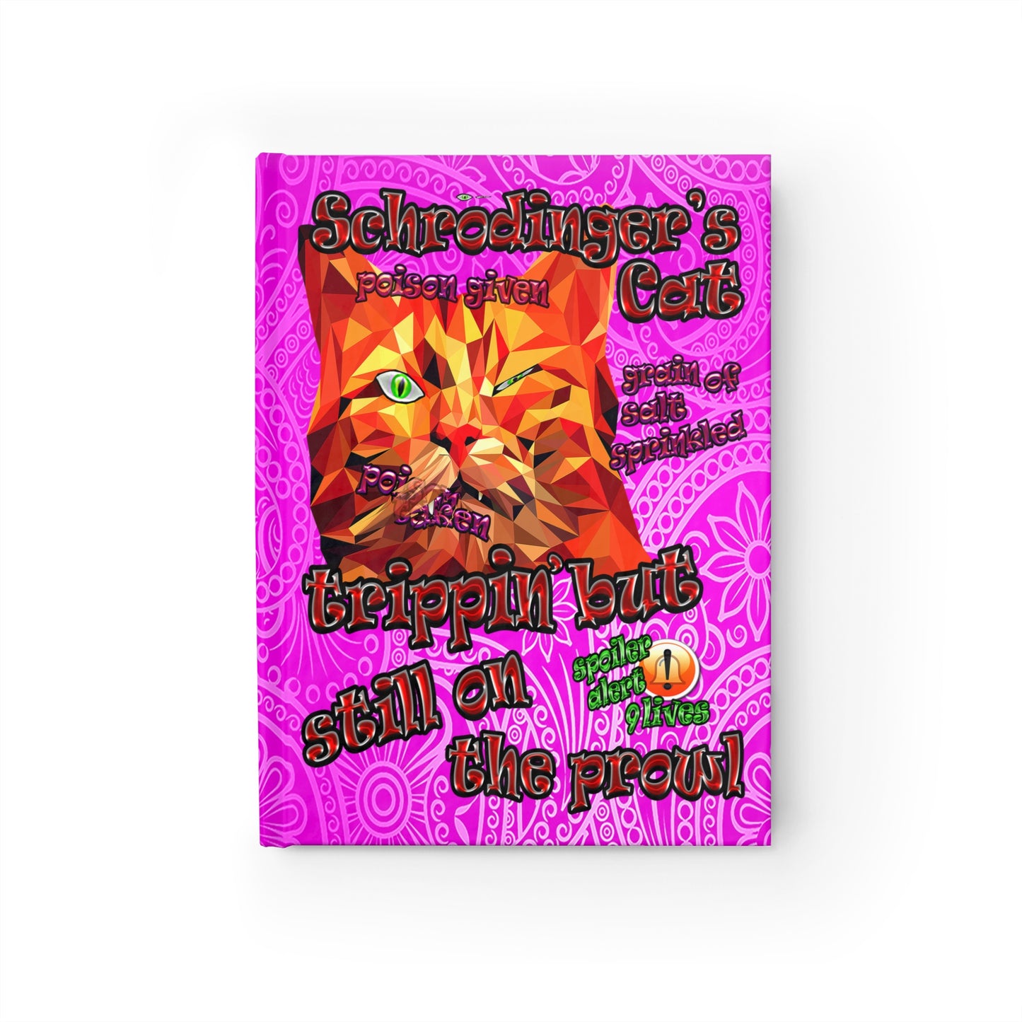 schrodinger's cat - journal-lined (pink swirl)