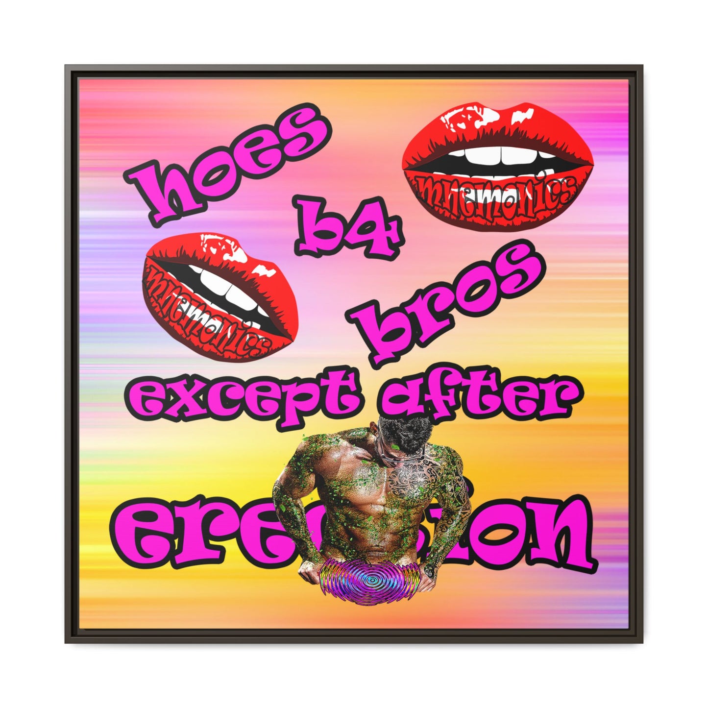 hoes b4 bros - framed canvas art (color blur)