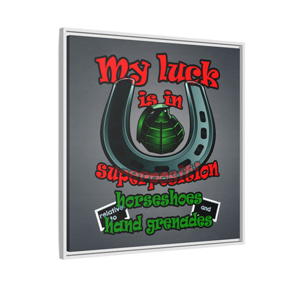 my luck - framed canvas art (grey-light grey)