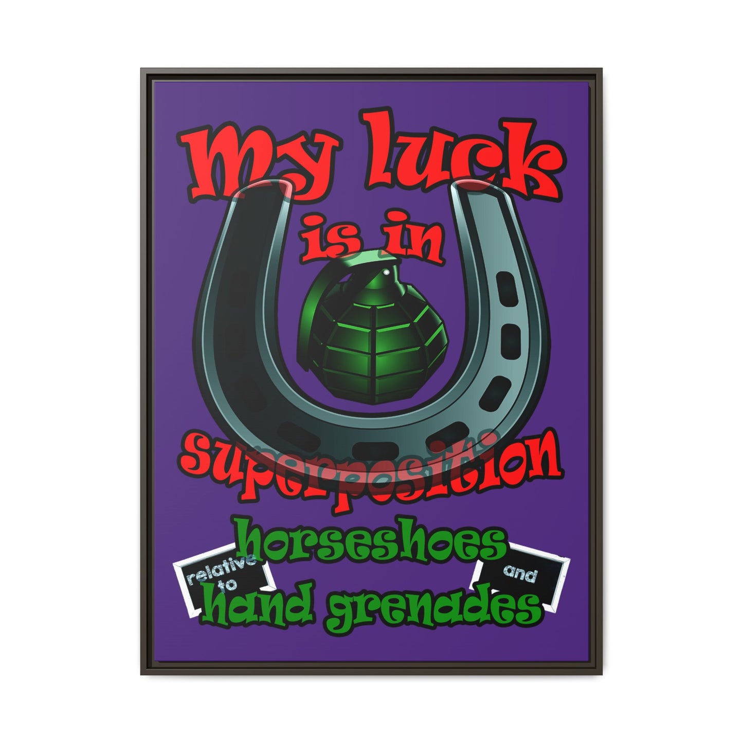 my luck - framed canvas art (purple)