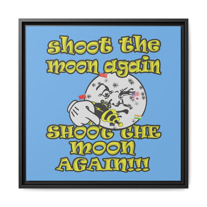 shoot the moon again - framed canvas art (light blue)