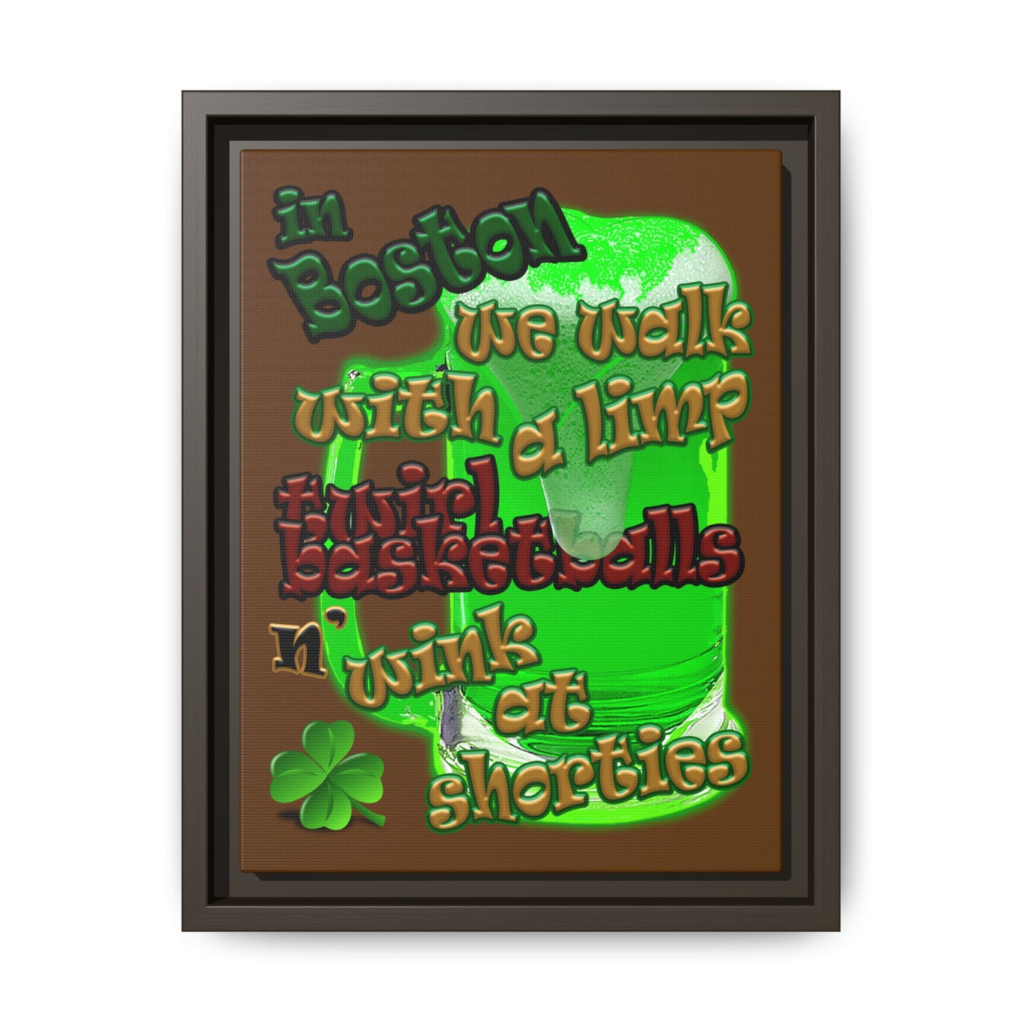 celtics logo - framed canvas art (brown)