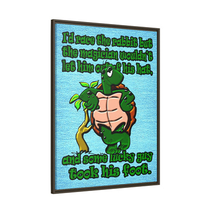turtle race - framed canvas art (faded blue)