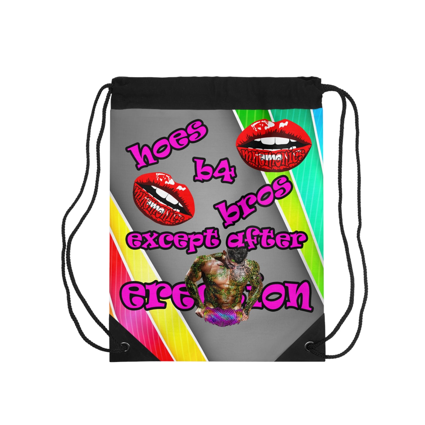 hoes b4 bros - Drawstring Bag (rainbow split)