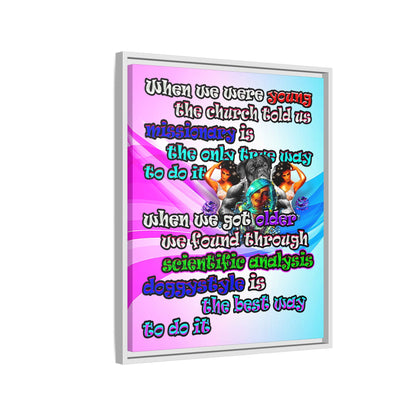doggystyle - framed canvas art (light blue-pink wave)