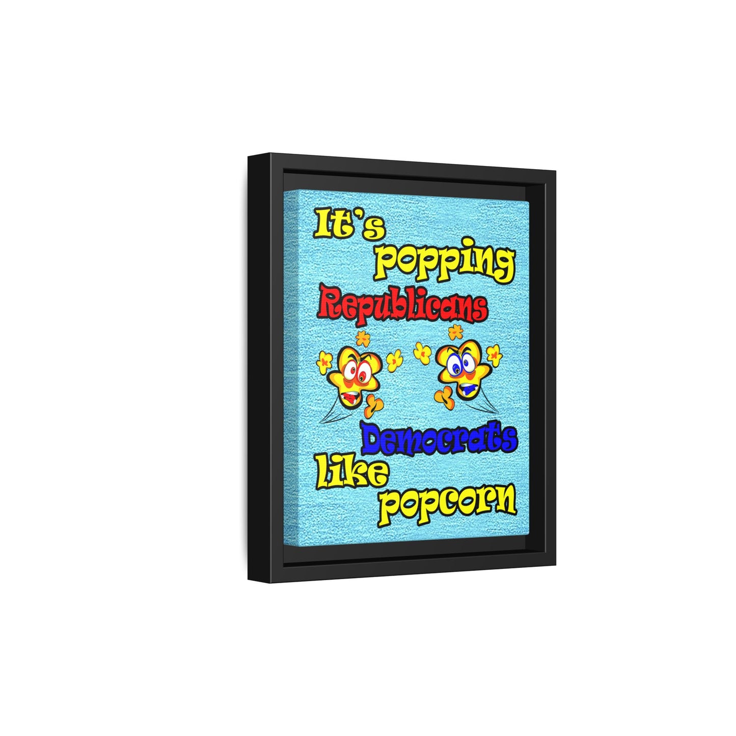 popping like popcorn - framed canvas art (faded dark blue)