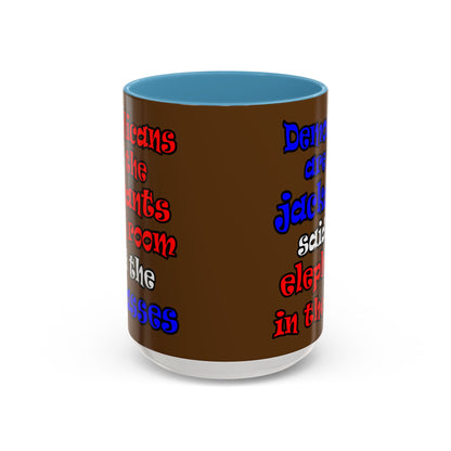 donkeys and elephants - Accent Mug (brown)