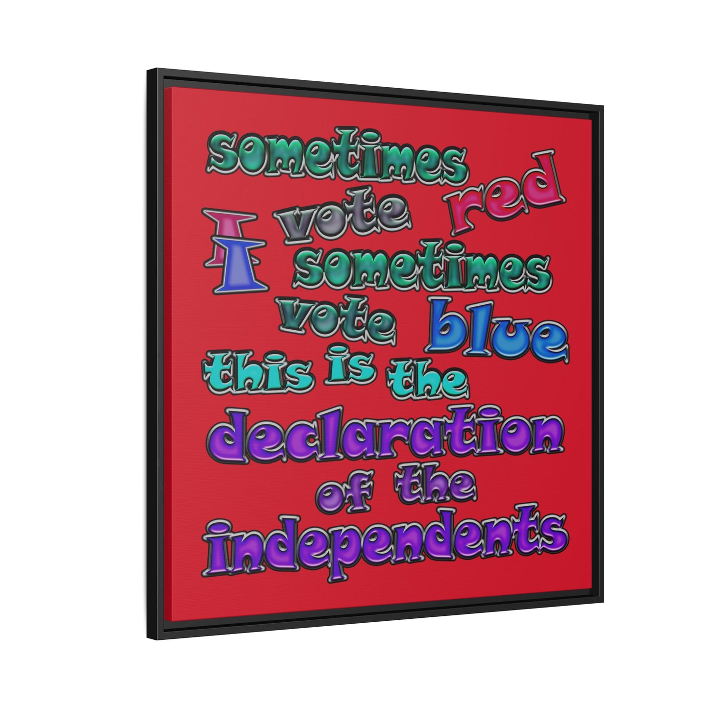 declaration of the independents - framed canvas art (dark red)
