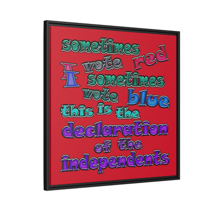 declaration of the independents - framed canvas art (dark red)
