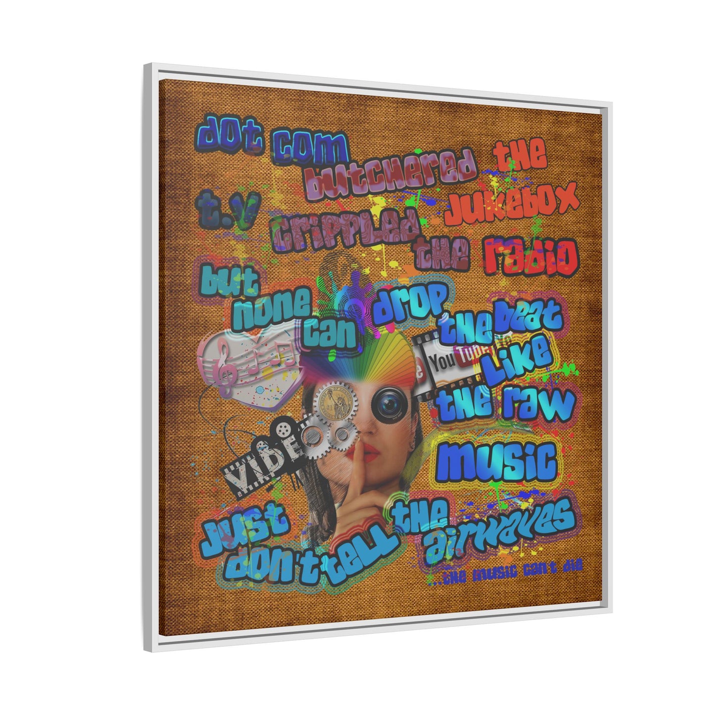 drop the beat - framed canvas art (brown papyrus)