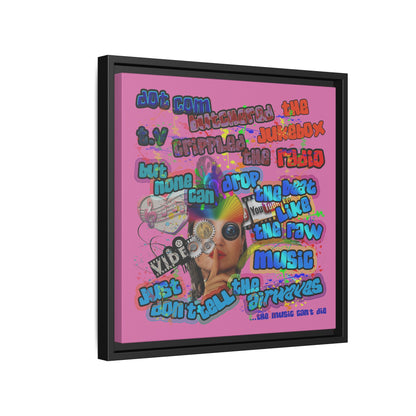 drop the beat - framed canvas art (light pink)