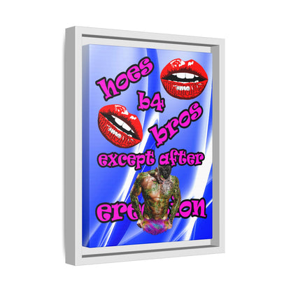 hoes b4 bros - framed canvas art (blue-white wave)