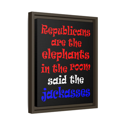 donkeys and elephants - framed canvas art (black)