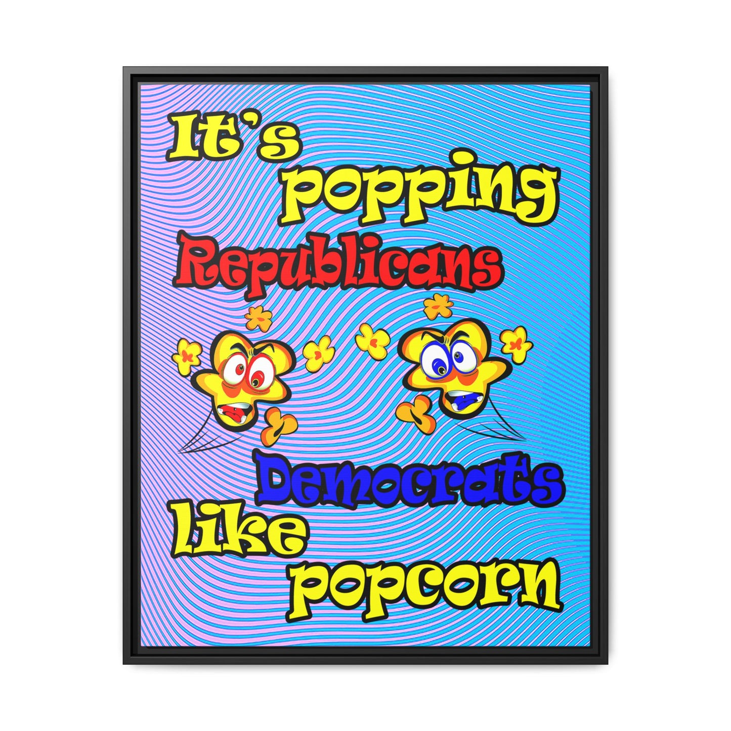 popping like popcorn - framed canvas art (light blue-purple wave)