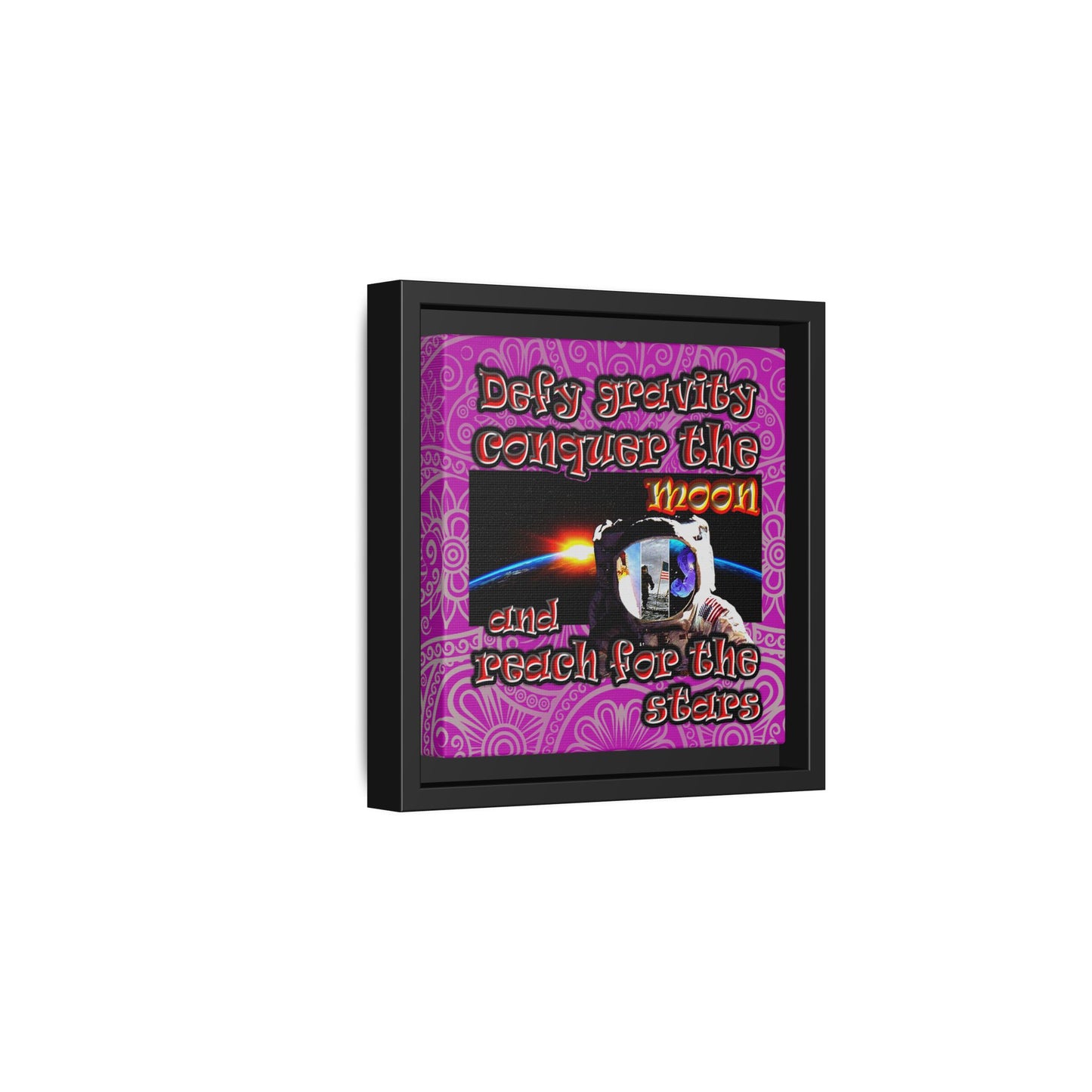 defy conquer reach - framed canvas art (pink swirl)
