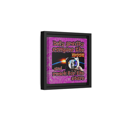 defy conquer reach - framed canvas art (pink swirl)
