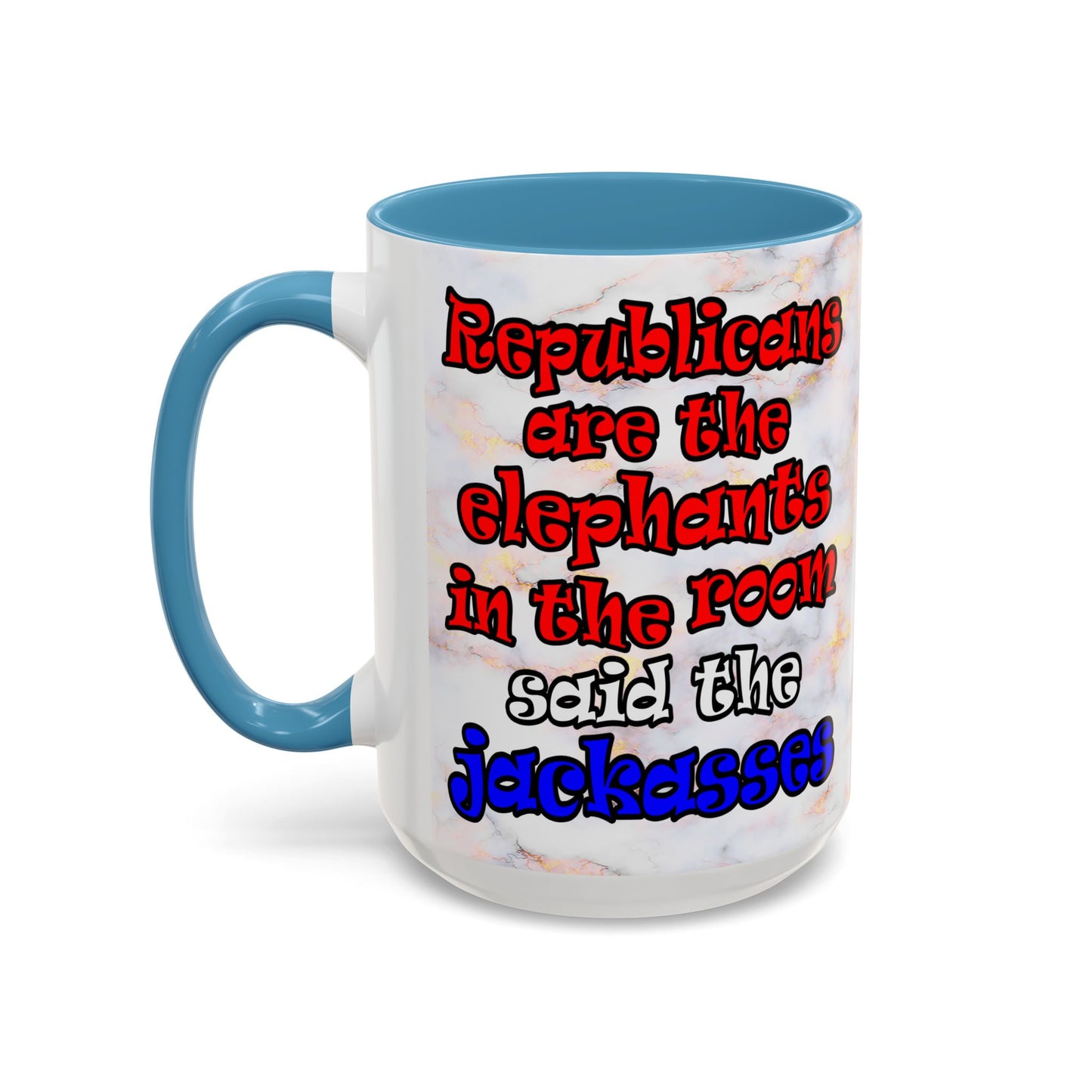 donkeys and elephants - Accent Mug (white marble)