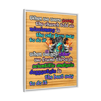 doggystyle - framed canvas art (butterscotch wood finish)