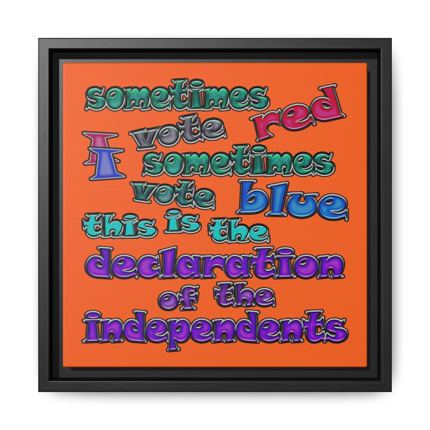 declaration of the independents - framed canvas art (orange)