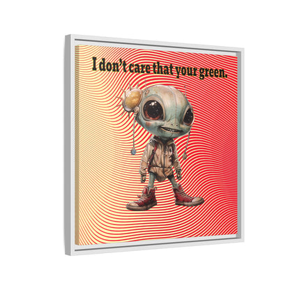 I don't care that your green - framed canvas art (yellow-orange wave)