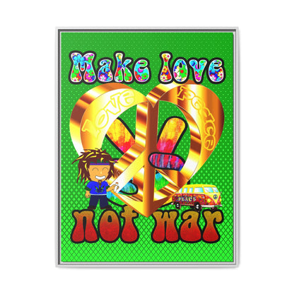 love peace - framed canvas art (logo green)