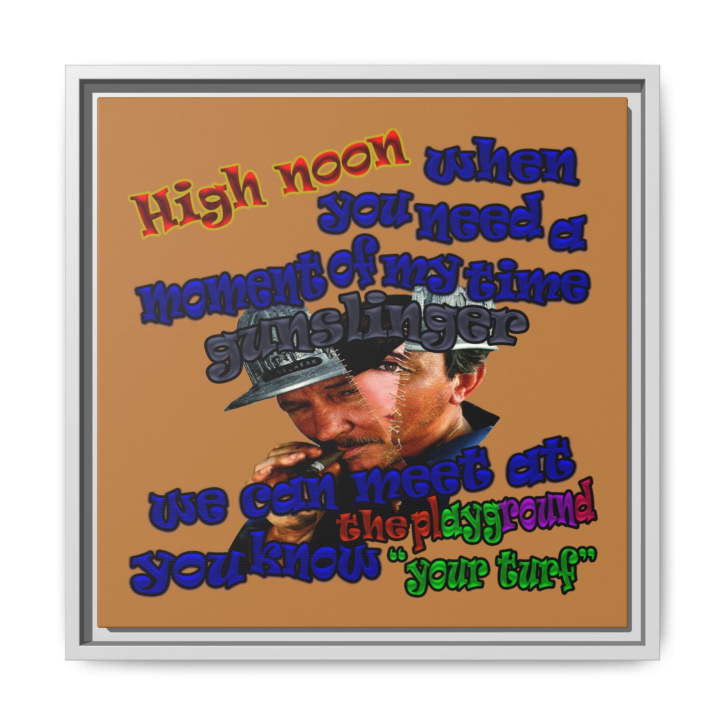 high noon - framed canvas art (light brown)