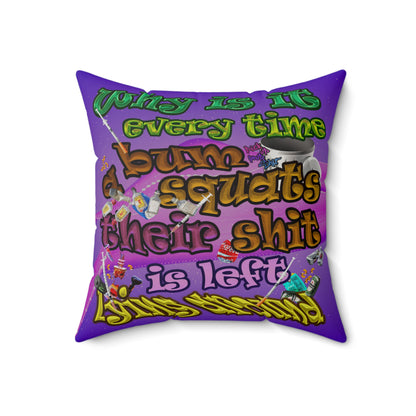 the bum's shit - Faux Suede Square Pillow - (purple-pink wave)