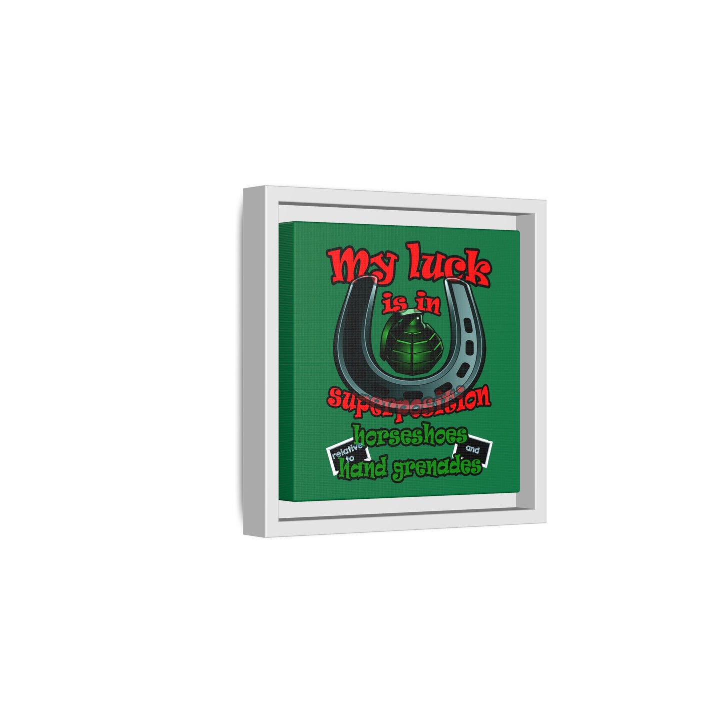 my luck - framed canvas art (dark green)