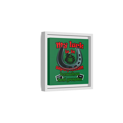 my luck - framed canvas art (dark green)