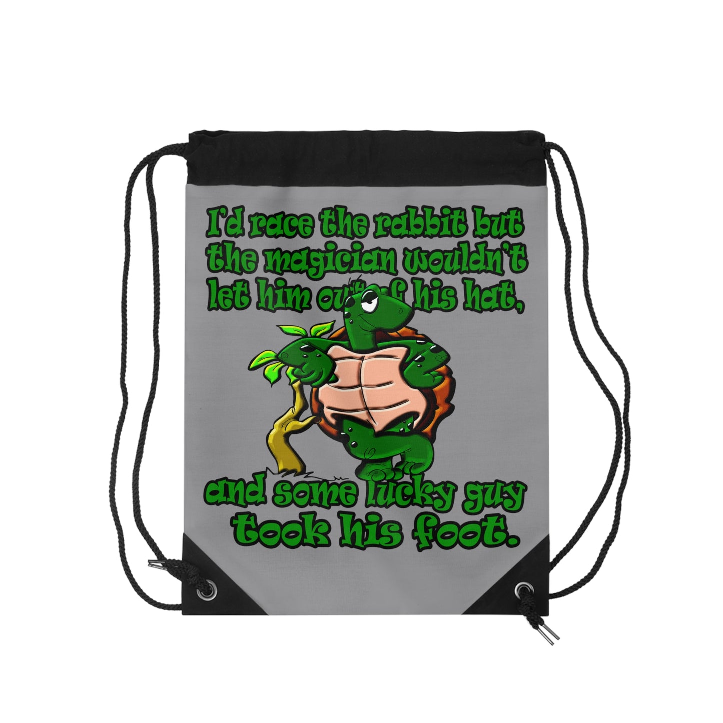turtle race - Drawstring Bag (grey)