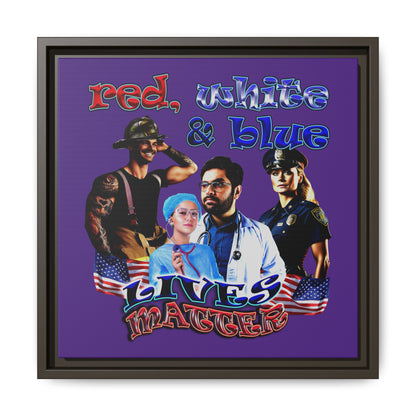 rw&b lives matter - framed canvas art (purple)