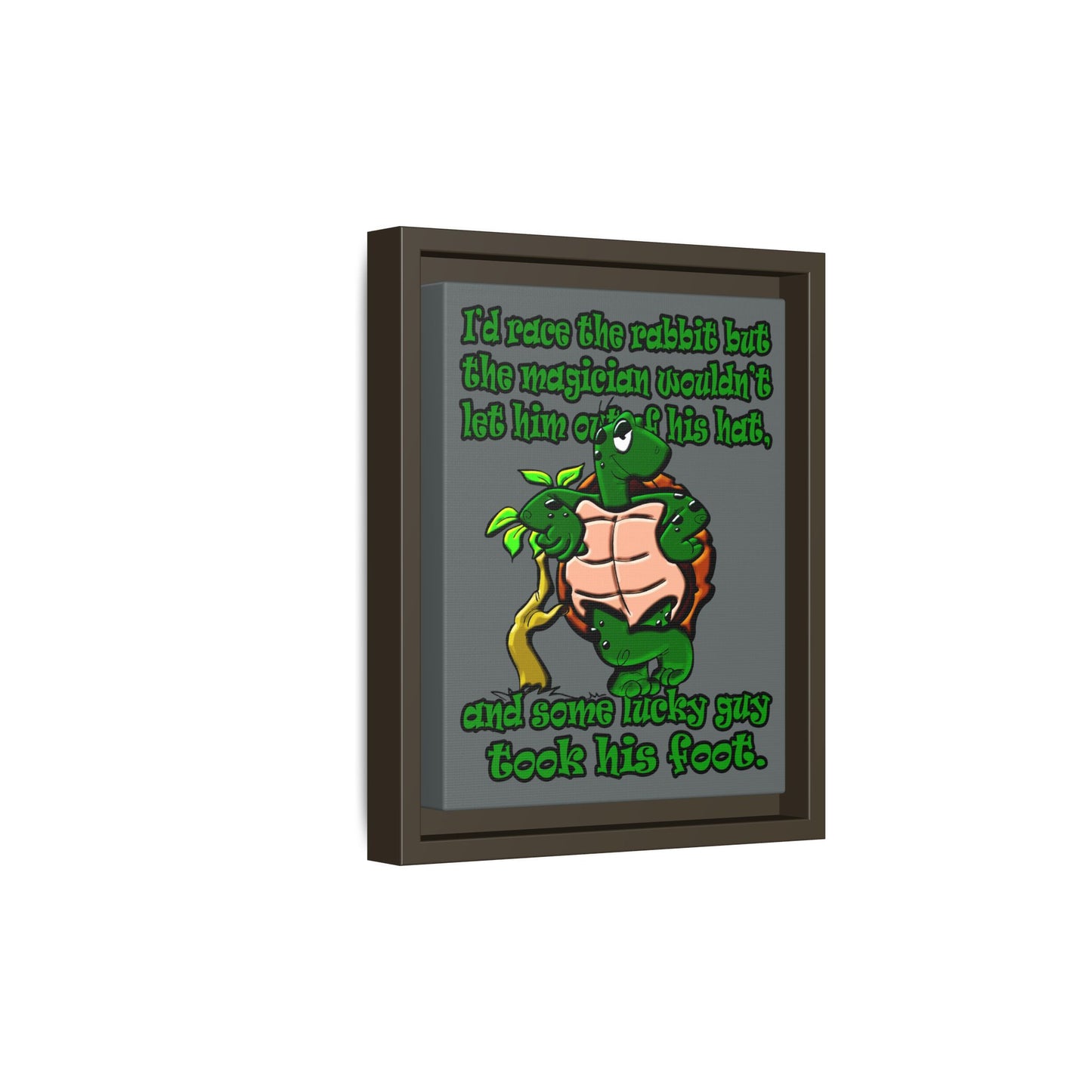 turtle race - framed canvas art (dark grey)