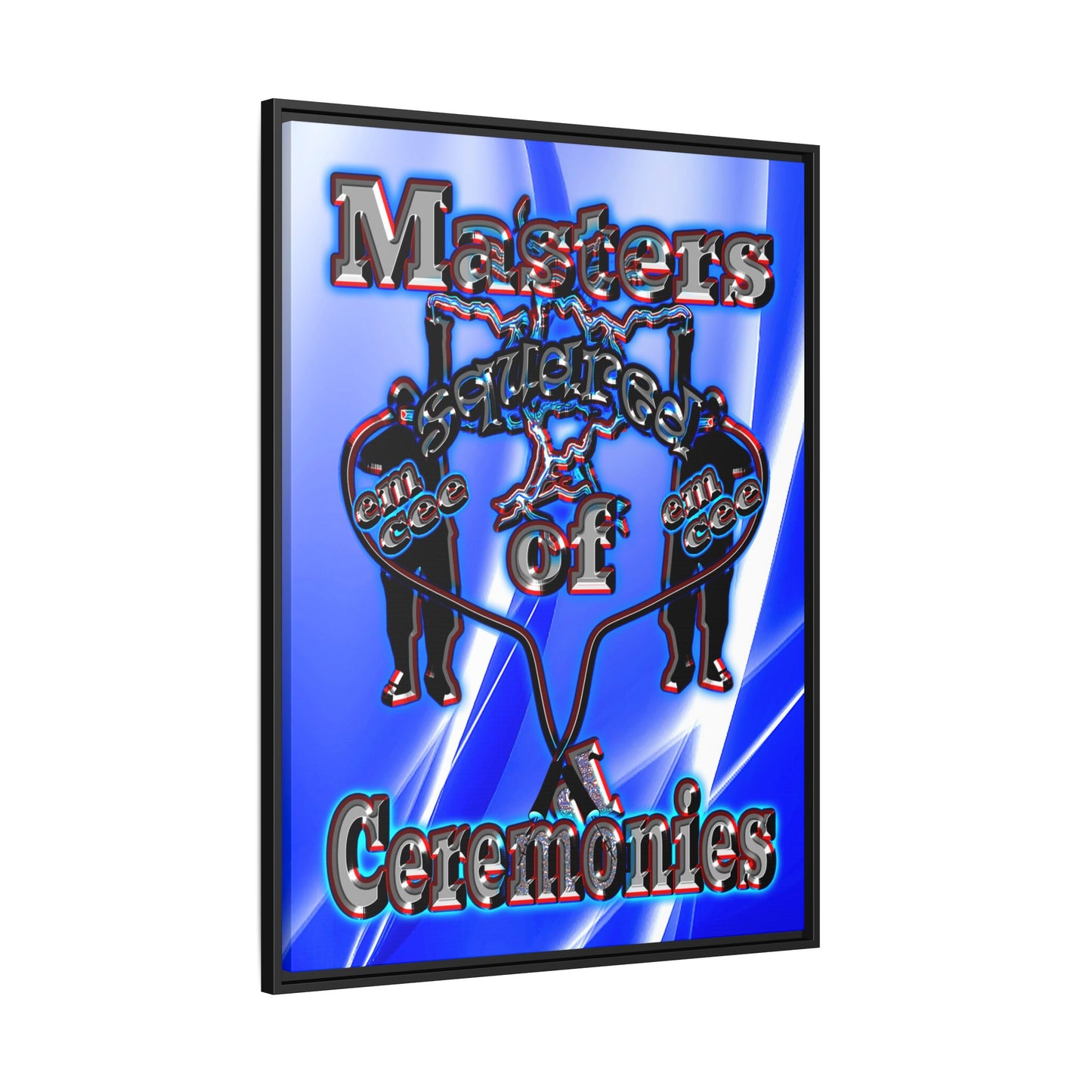 em cee squared - framed canvas art (blue-white wave)