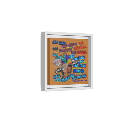 drop the beat - framed canvas art (light brown)