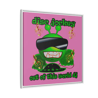 disc jockey - framed canvas art (light pink)