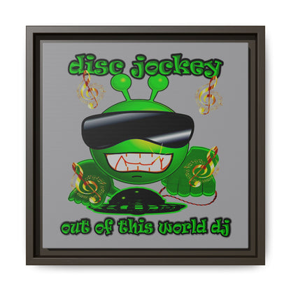 disc jockey - framed canvas art (grey)