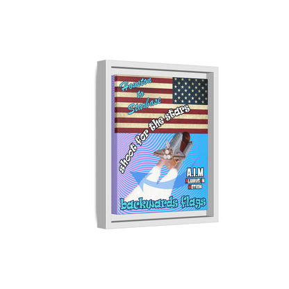shoot for the stars - framed canvas art (light blue-purple wave)
