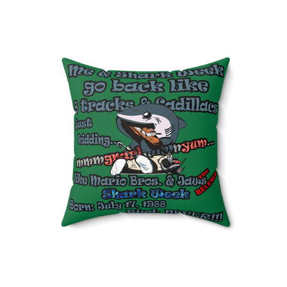shark week - Faux Suede Square Pillow - (dark green)