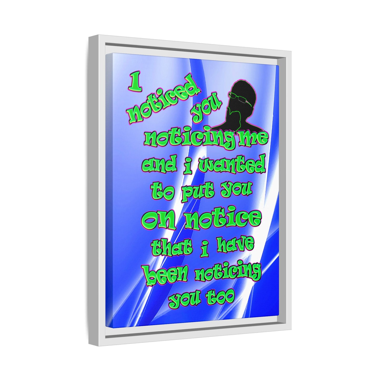 noticed you noticing - framed canvas art (blue-white wave)