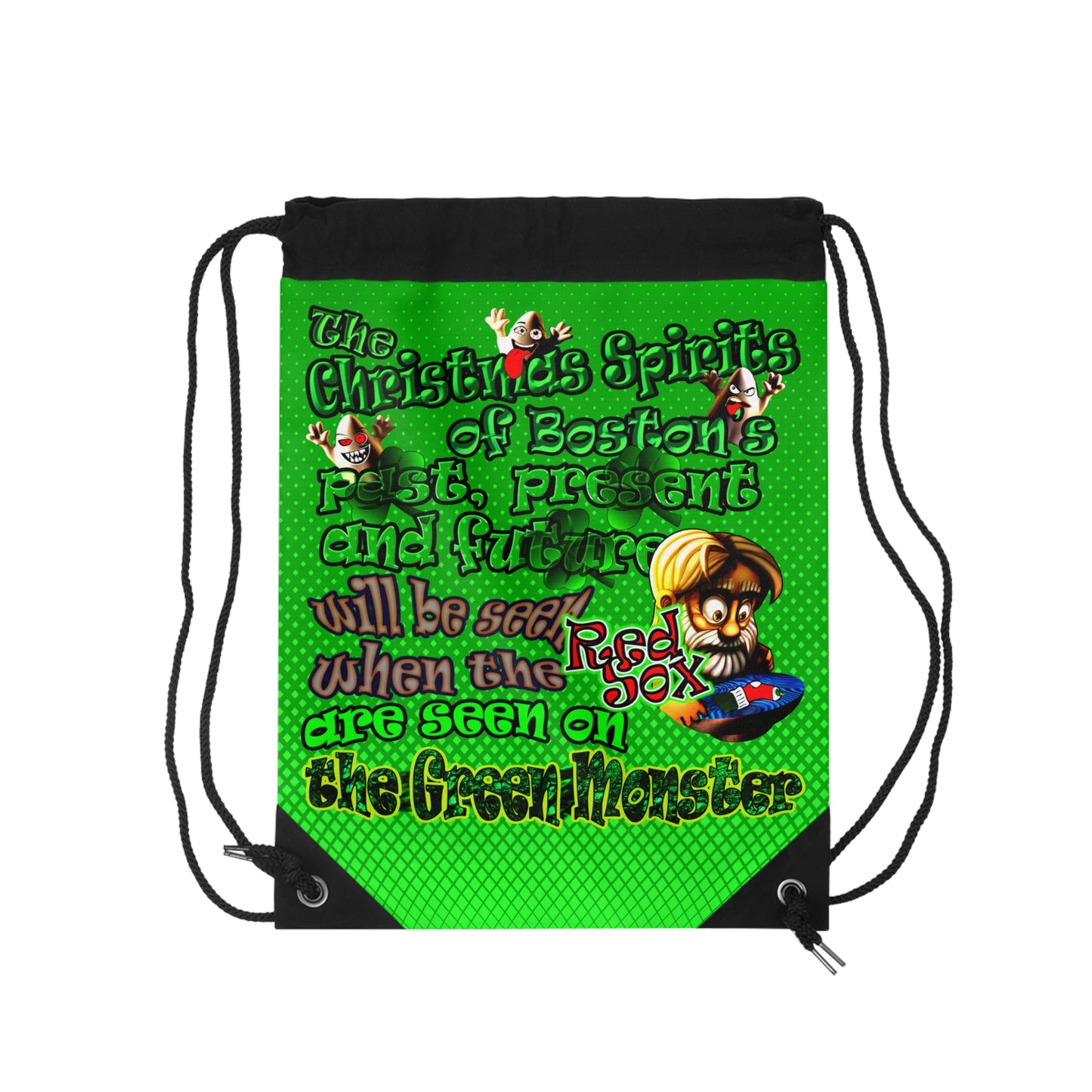 christmas spirits of boston - Drawstring Bag (logo green)